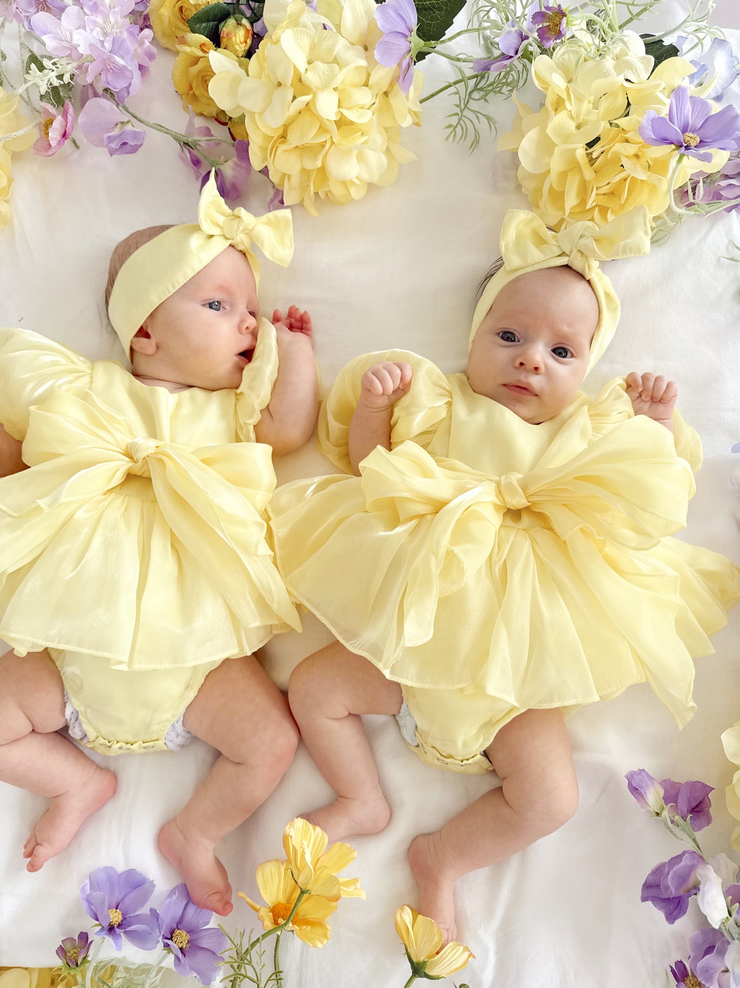 Scarlette Rose Canary Lemon Organza Baby Girl Party Romper