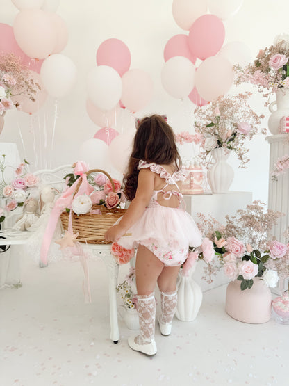 Mirabelle Flower Candy Pink Baby Girl Floral Tulle Party Romper