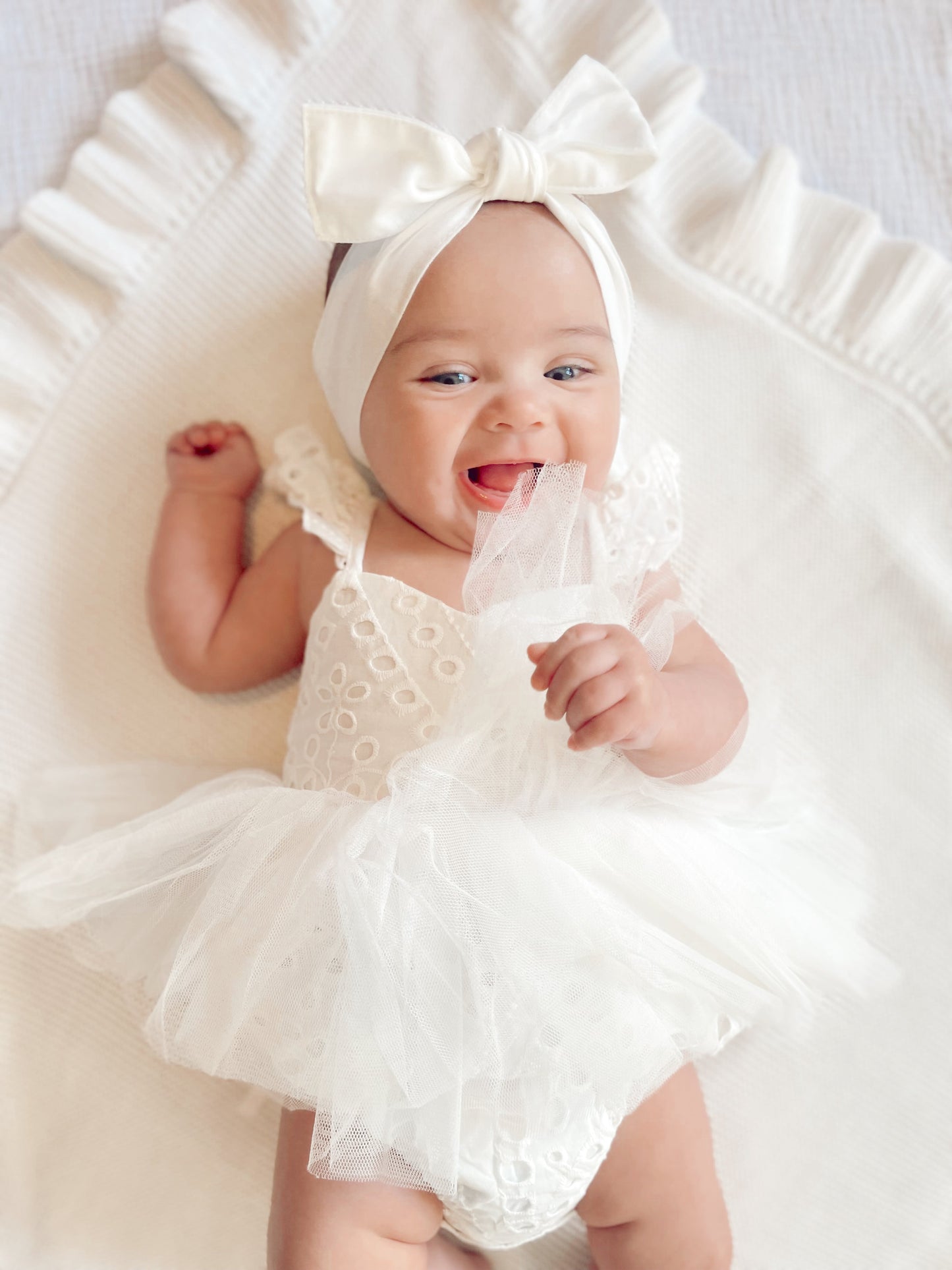 Trixie Belle White Tutu Baby Girl Tulle Party Romper