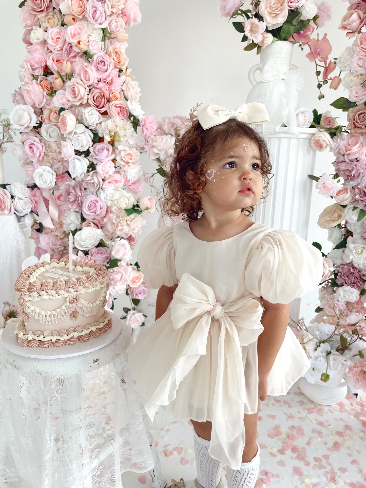 Clementine Matte Cream Organza Baby Girl Romper