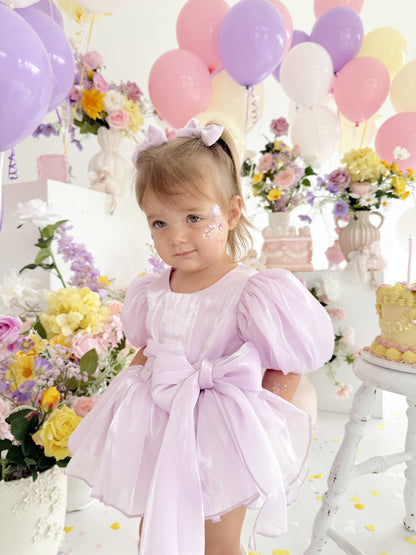 Scarlette Rose Purple Pearl Organza Baby Girl Party Romper