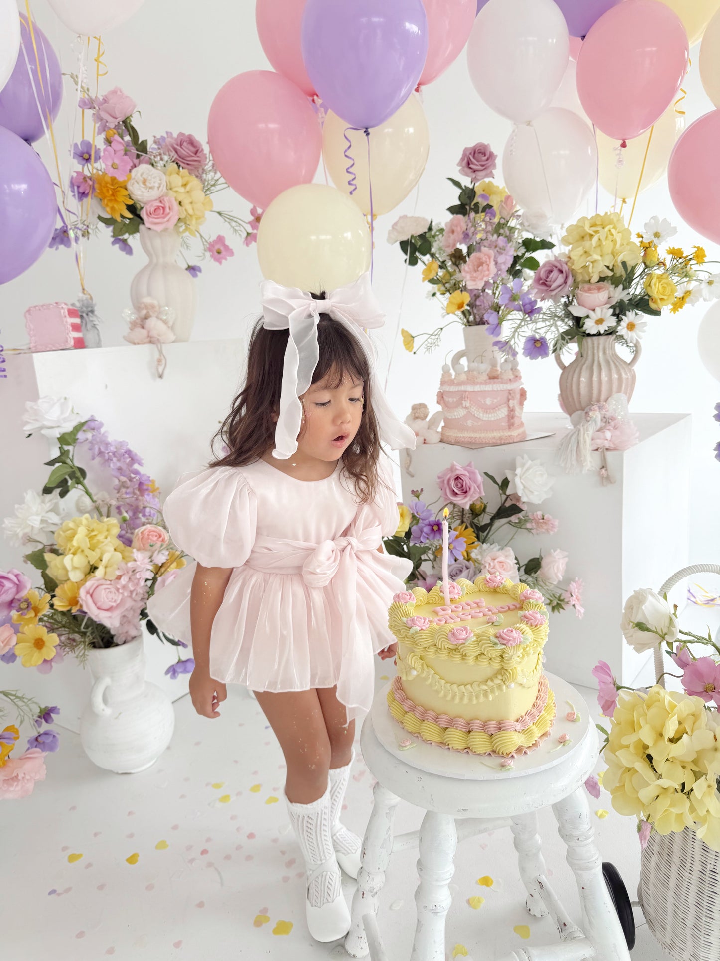 Scarlette Rose Petal Pink Organza Baby Girl Party Romper