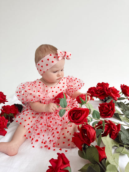 Lover Pink Heart Baby Girl Tulle Party Romper