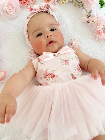 Mirabelle Flower Candy Pink Baby Girl Floral Tulle Party Romper