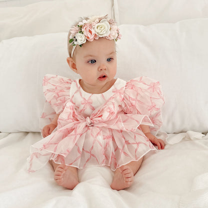 Pretty In Pink Organza Baby Girl Party Romper