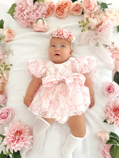 Pretty In Pink Organza Baby Girl Party Romper