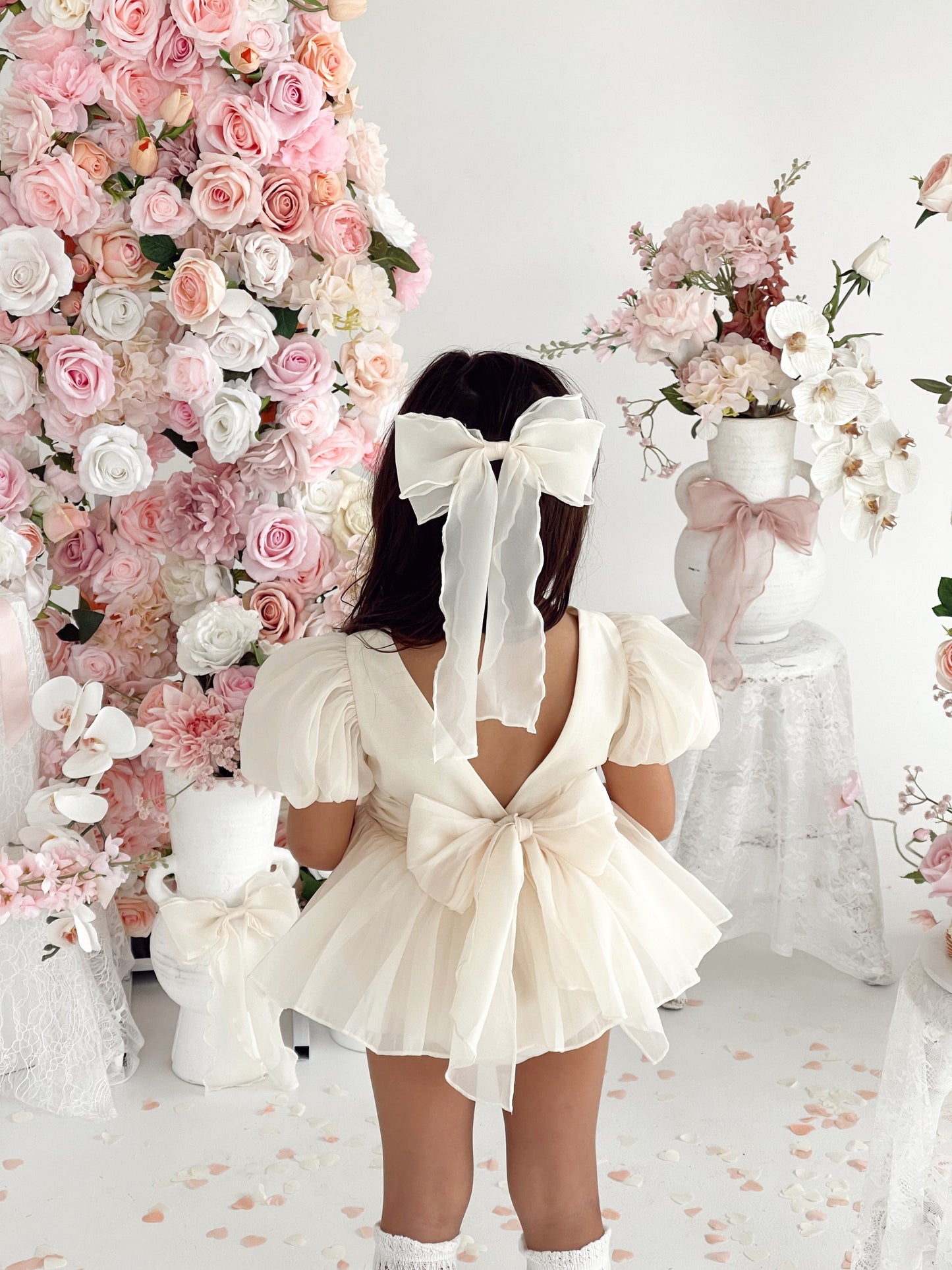 Clementine Matte Cream Organza Baby Girl Romper