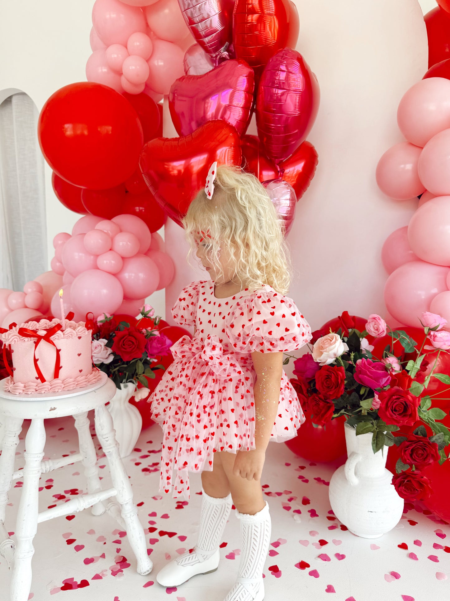 Lover Pink Heart Baby Girl Tulle Party Romper