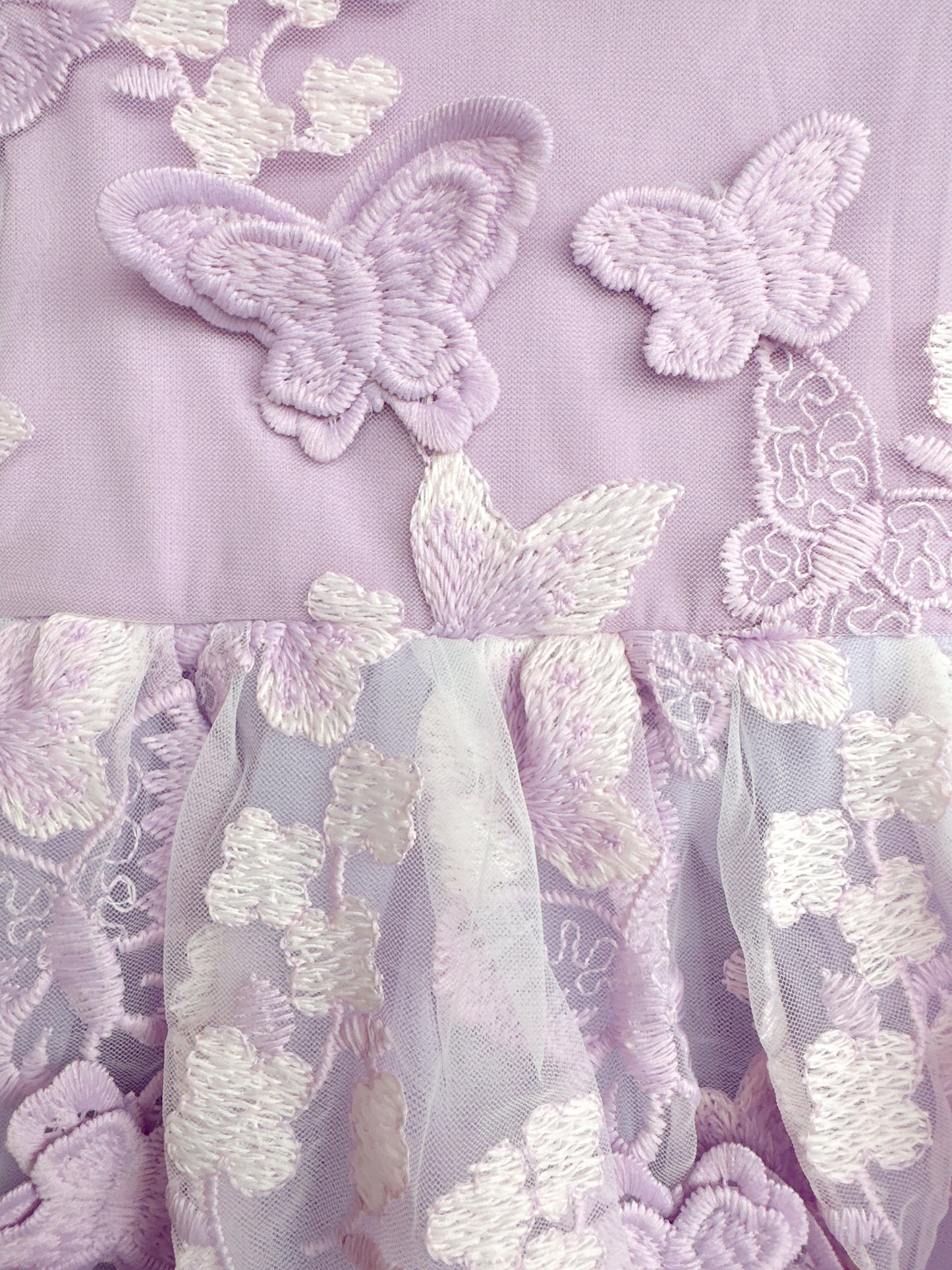 Butterfly Kisses Lilac Pink Rose Embroidered Baby Girl Tulle Party Romper