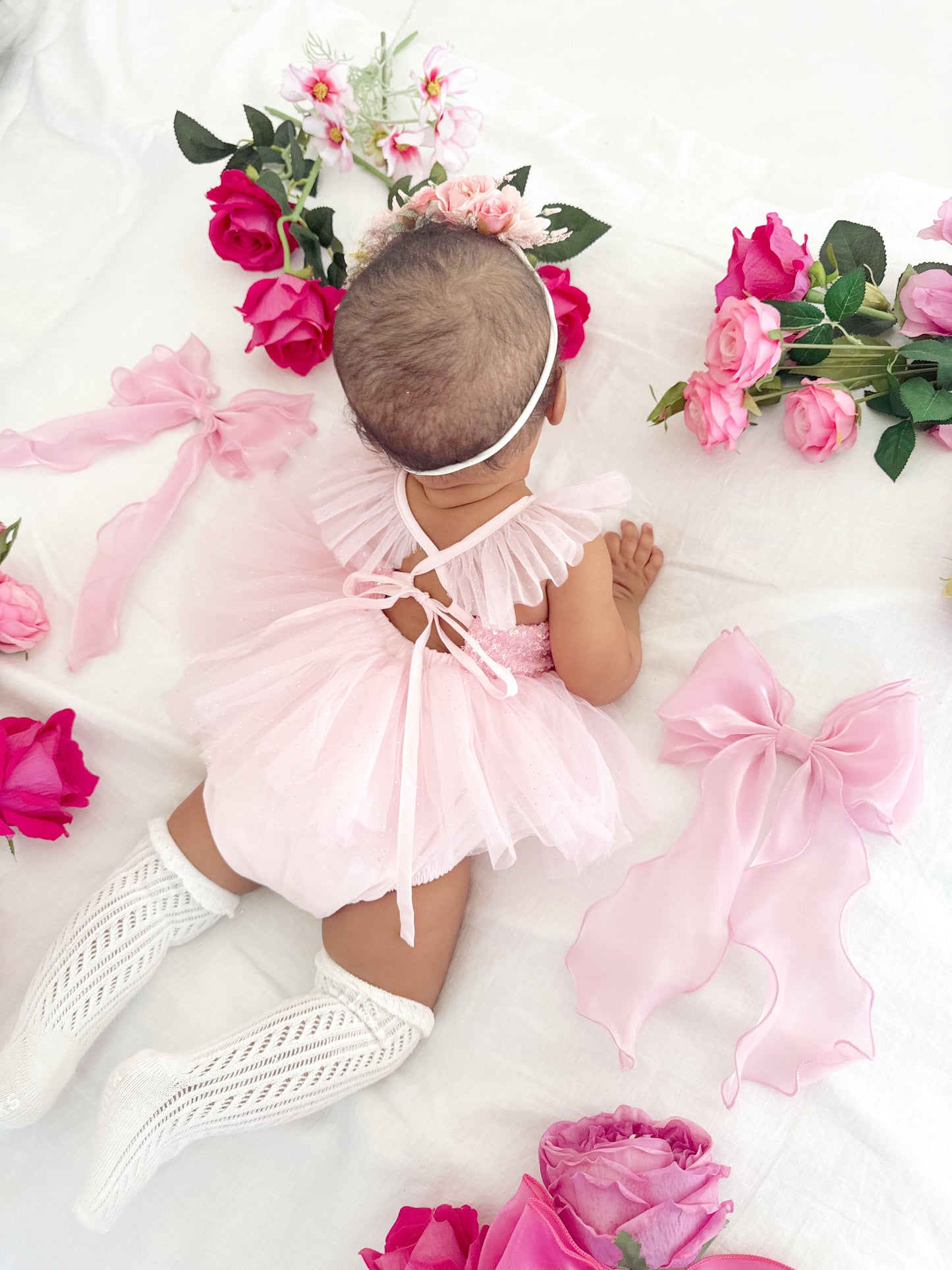 Polly Candy Pink Sequin Baby Girl Tulle Party Romper