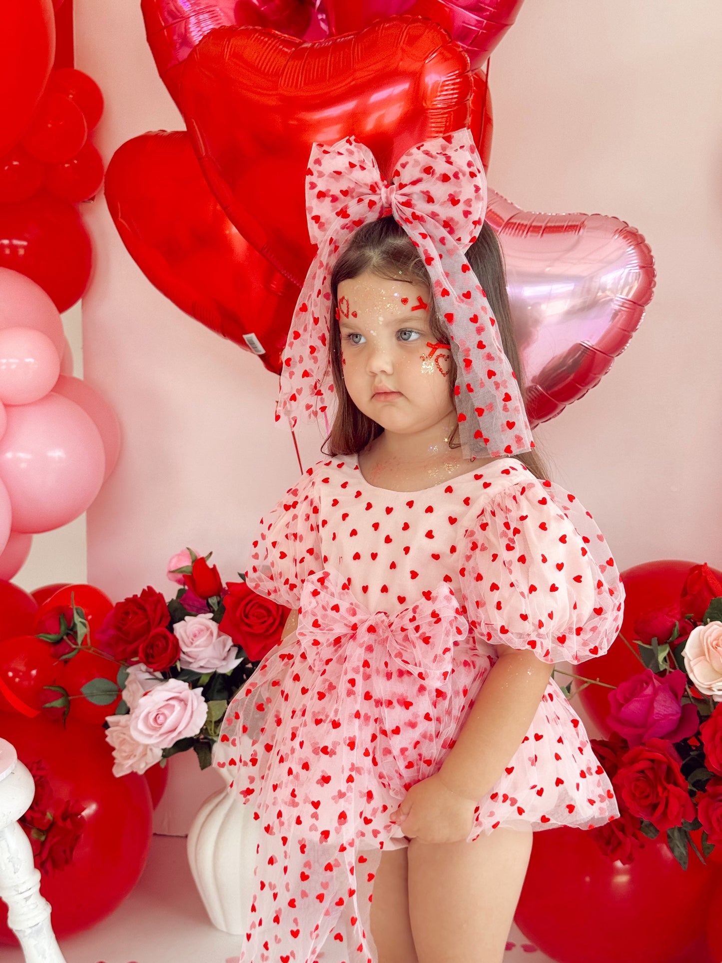 Lover Pink Heart Baby Girl Tulle Party Romper