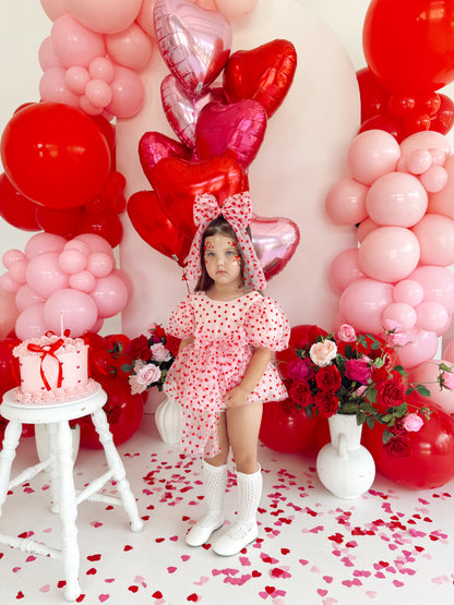 Lover Pink Heart Baby Girl Tulle Party Romper