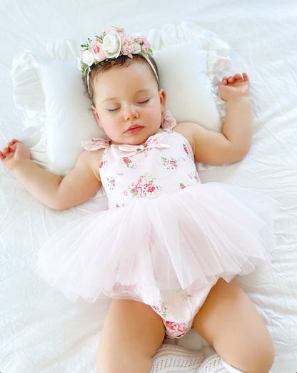 Mirabelle Flower Candy Pink Baby Girl Floral Tulle Party Romper