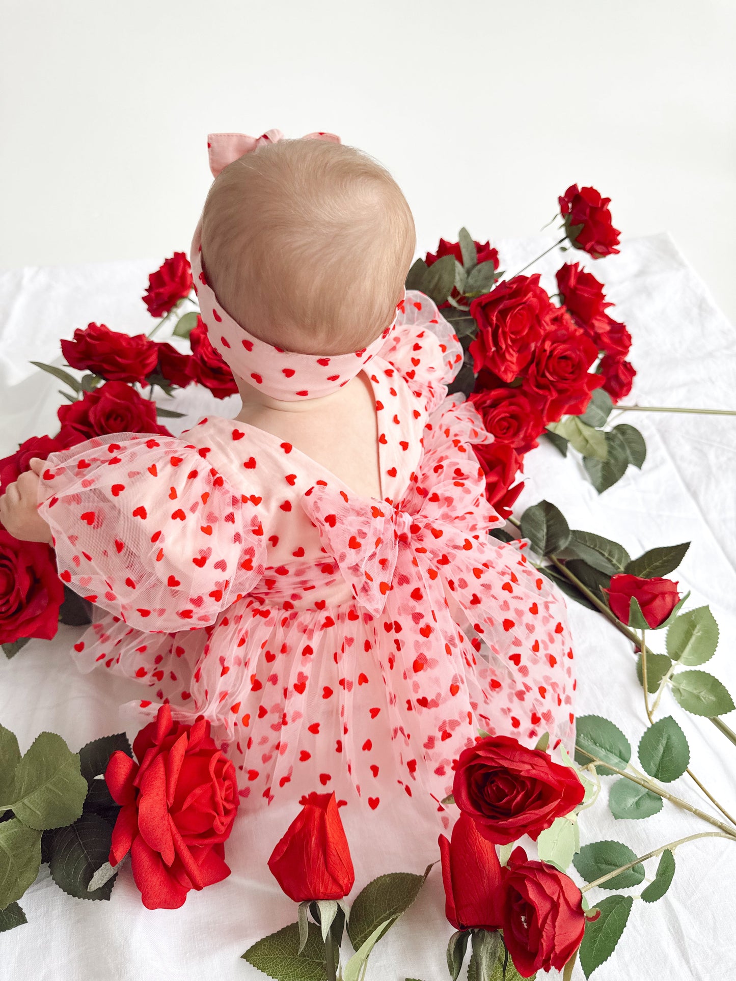 Lover Pink Heart Baby Girl Tulle Party Romper