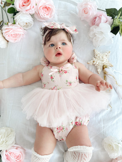 Mirabelle Flower Candy Pink Baby Girl Floral Tulle Party Romper