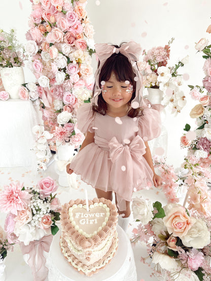 Clementine Matte Blush Rose Pink Organza Baby Girl Romper