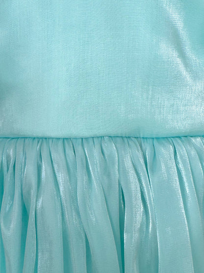 Dolly Turquoise Sky Organza Baby Girl Blue Party Romper