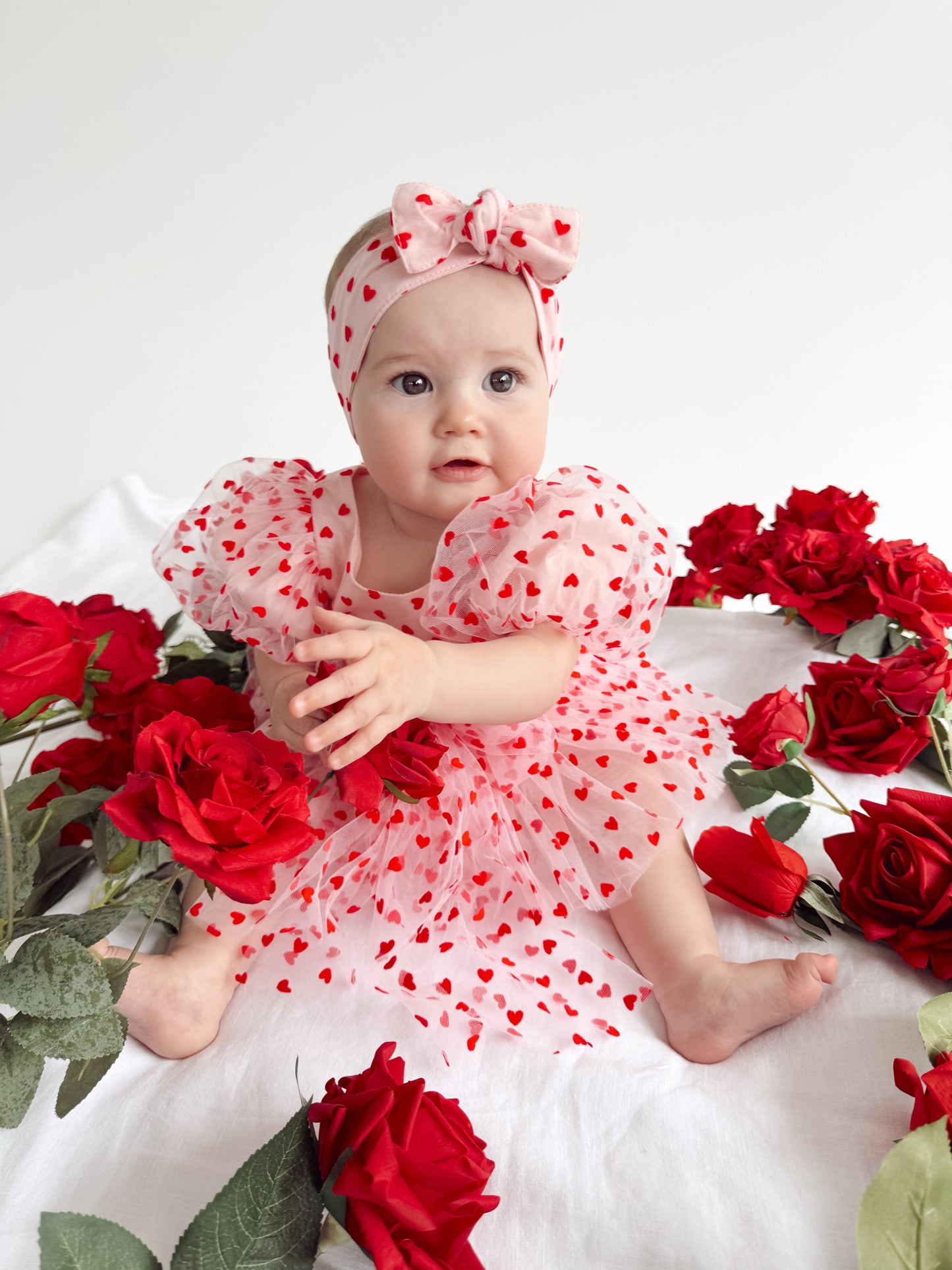 Lover Pink Heart Baby Girl Tulle Party Romper