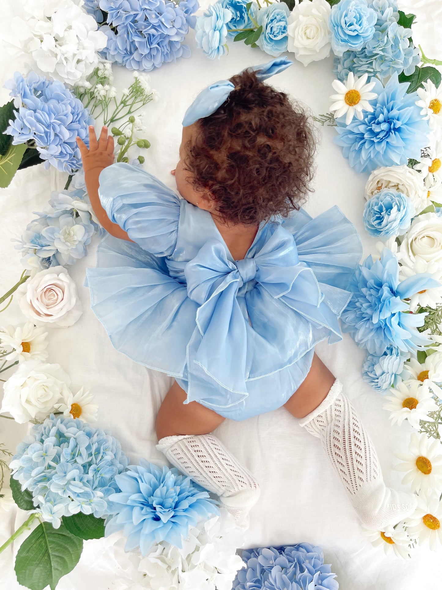 Dolly Dove Blue Organza Baby Girl Party Romper