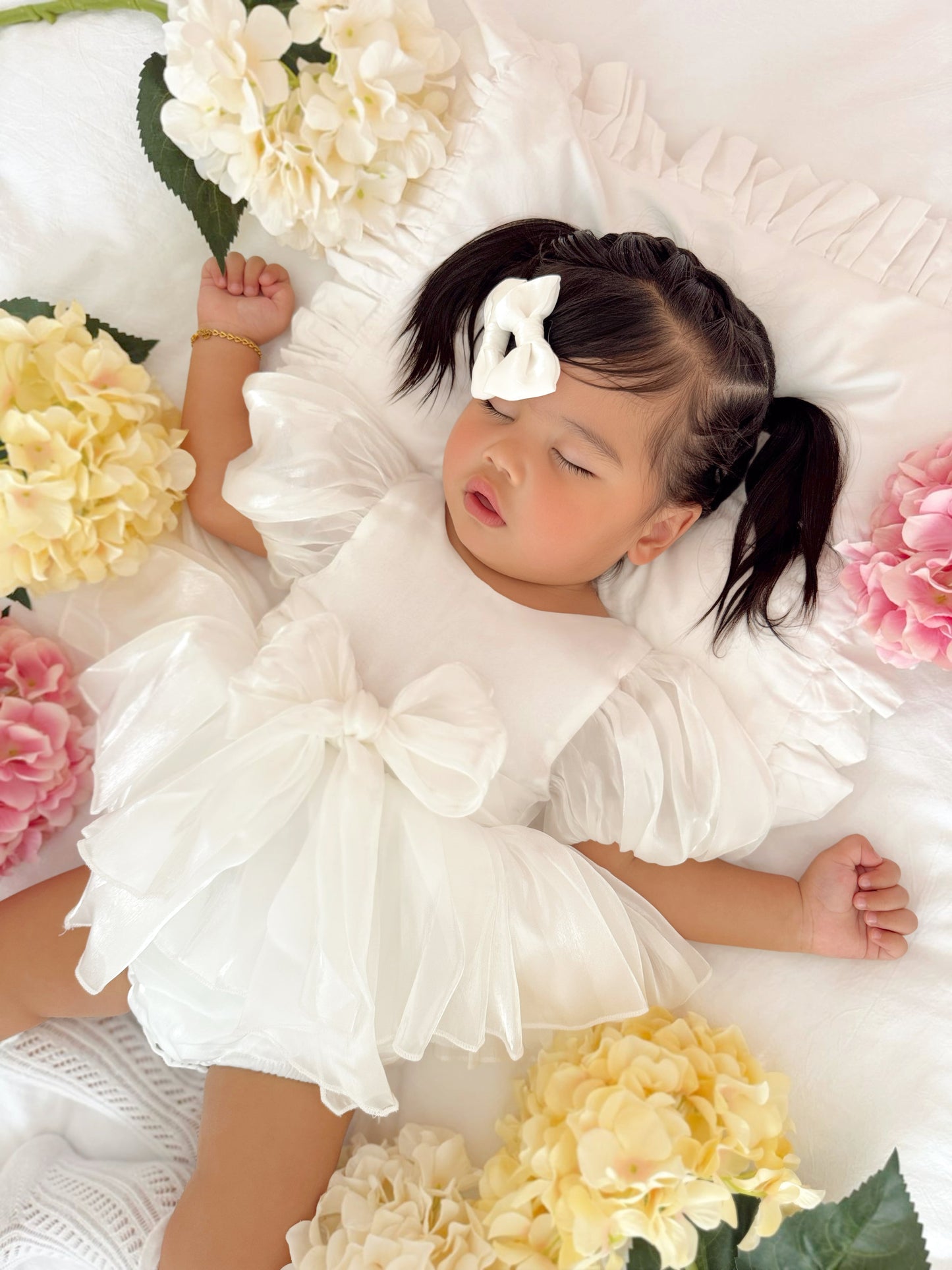 Dolly White Organza Baby Girl Party Romper