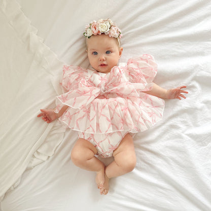 Pretty In Pink Organza Baby Girl Party Romper