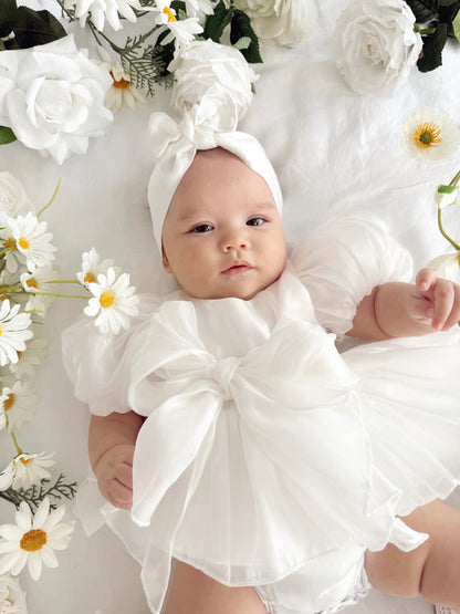 Dolly White Organza Baby Girl Party Romper
