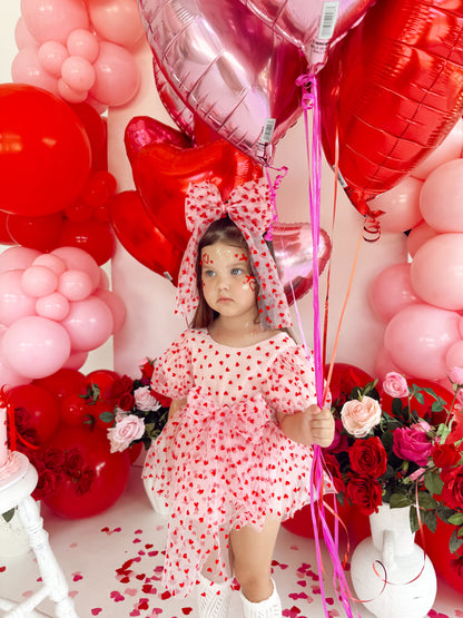 Lover Pink Heart Baby Girl Tulle Party Romper