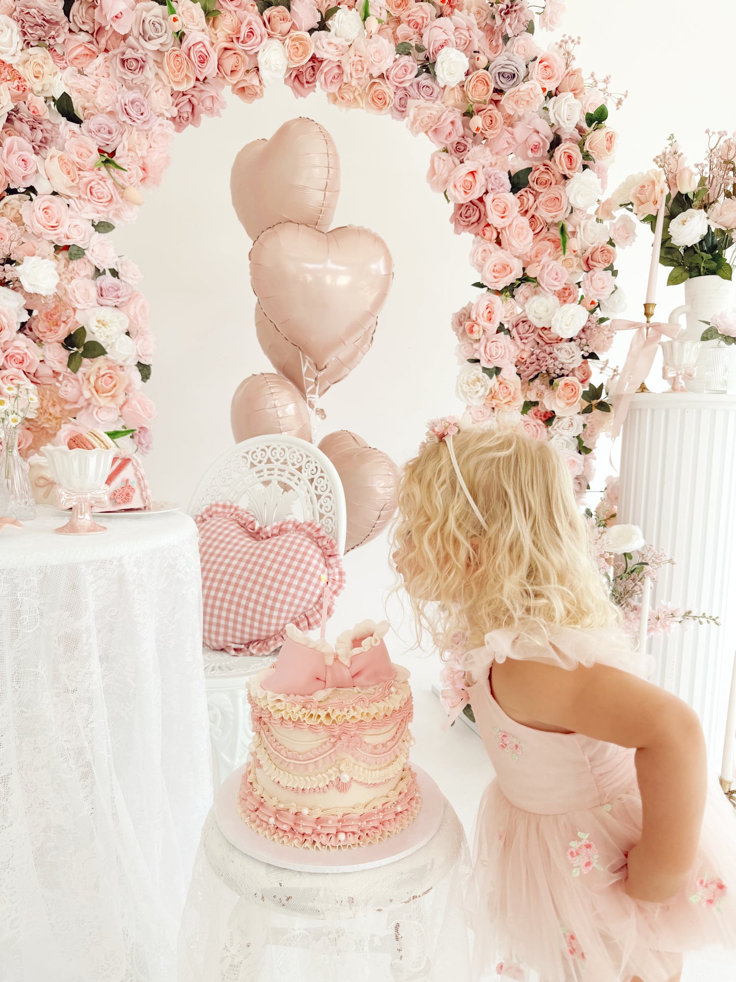 Belle Bow Perfect Pink Embroidered Baby Girl Tulle Party Romper