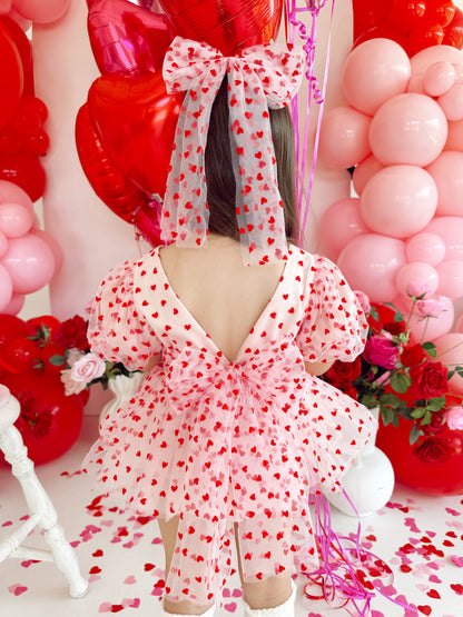 Lover Pink Heart Baby Girl Tulle Party Romper