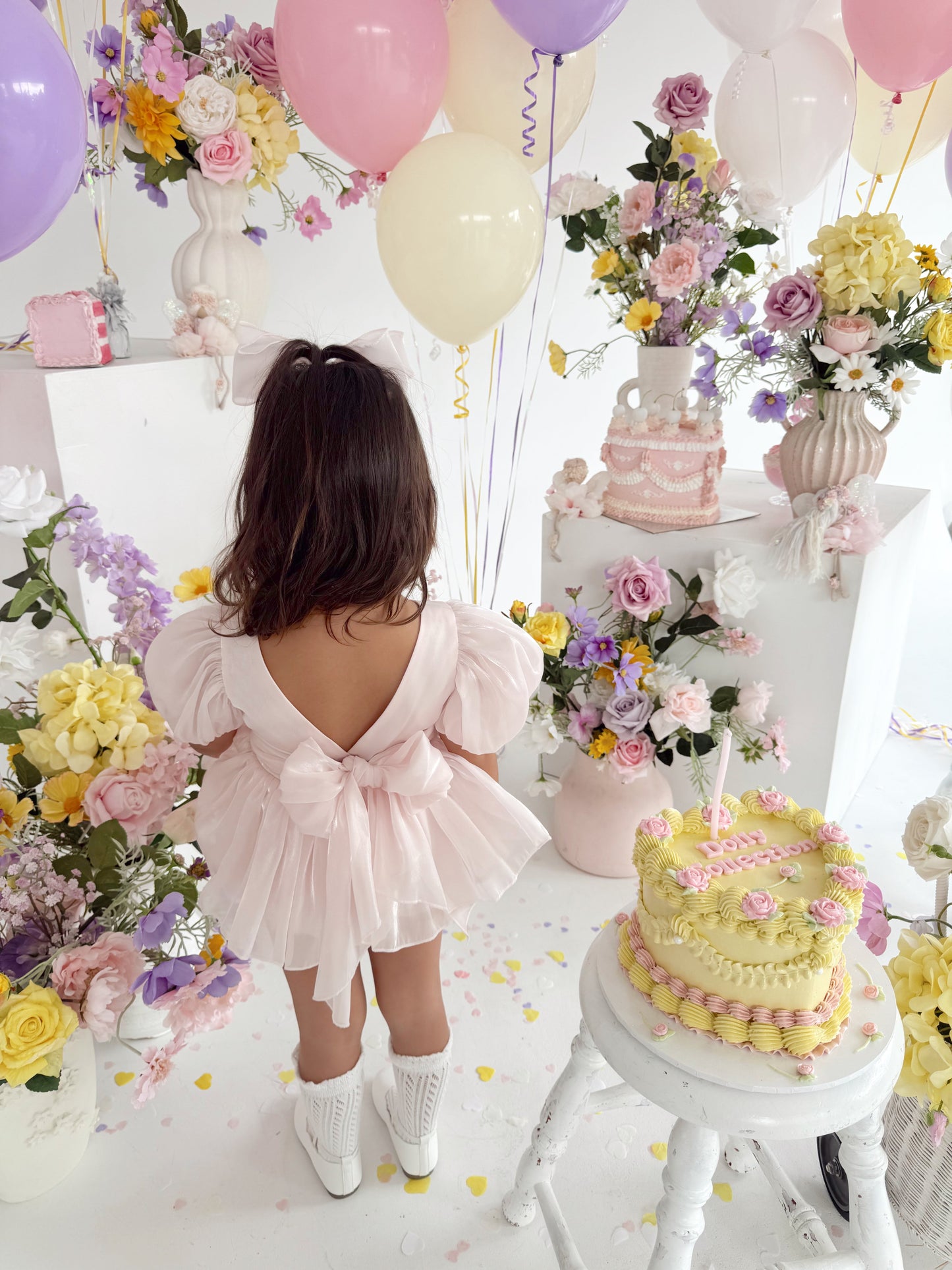 Scarlette Rose Petal Pink Organza Baby Girl Party Romper