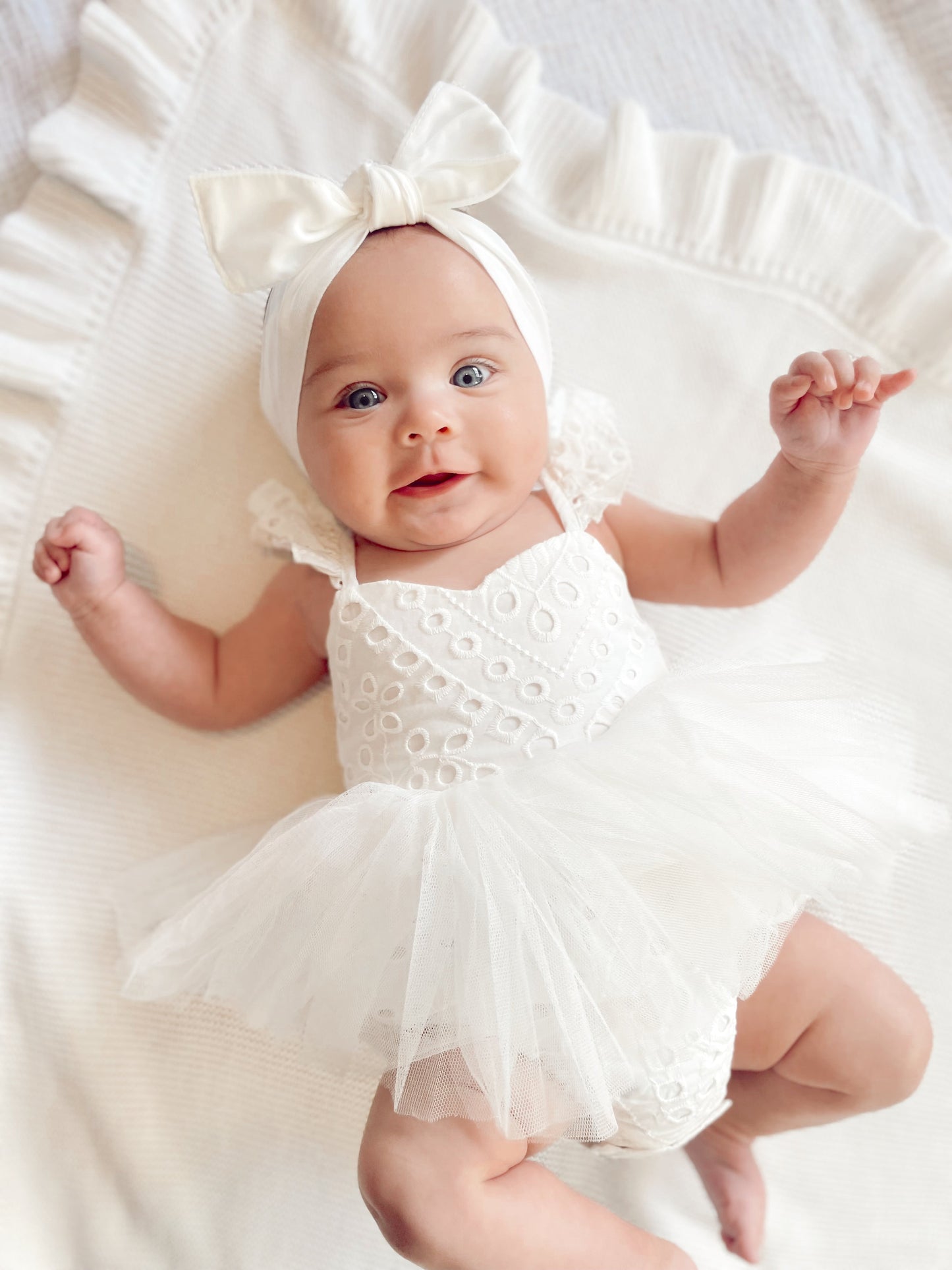 Trixie Belle White Tutu Baby Girl Tulle Party Romper