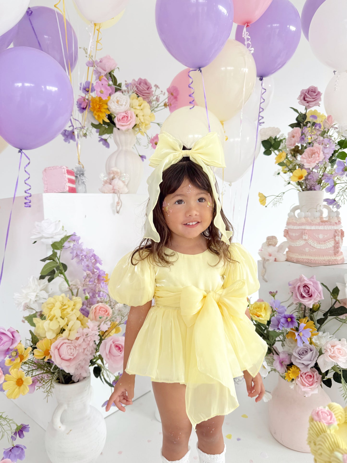 Scarlette Rose Canary Lemon Organza Baby Girl Party Romper