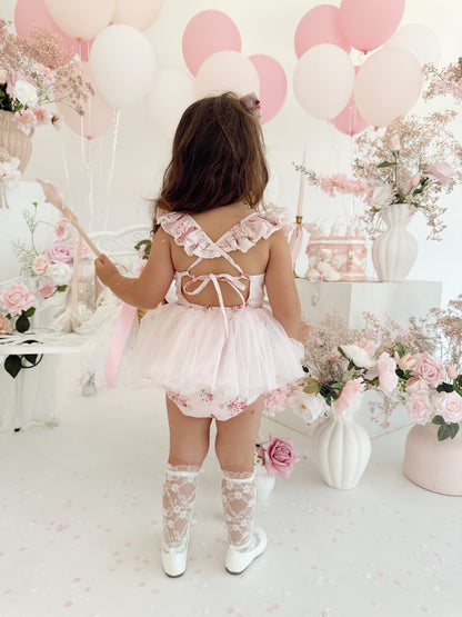 Mirabelle Flower Candy Pink Baby Girl Floral Tulle Party Romper