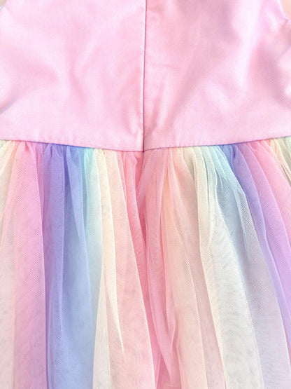 Unicorn Party Baby Girl Rainbow Tulle Romper