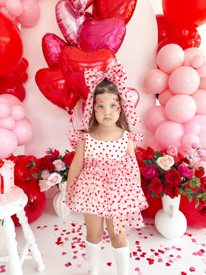 Valentina White Heart Baby Girl Tulle Party Romper