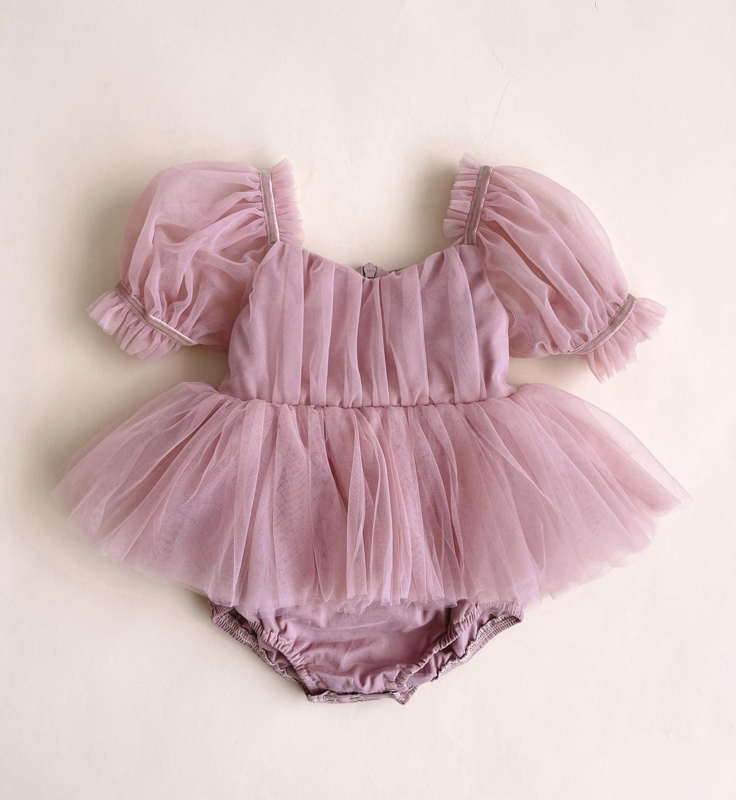 Dusty Rose Flower Fairy Baby Girl Pink Tulle Romper