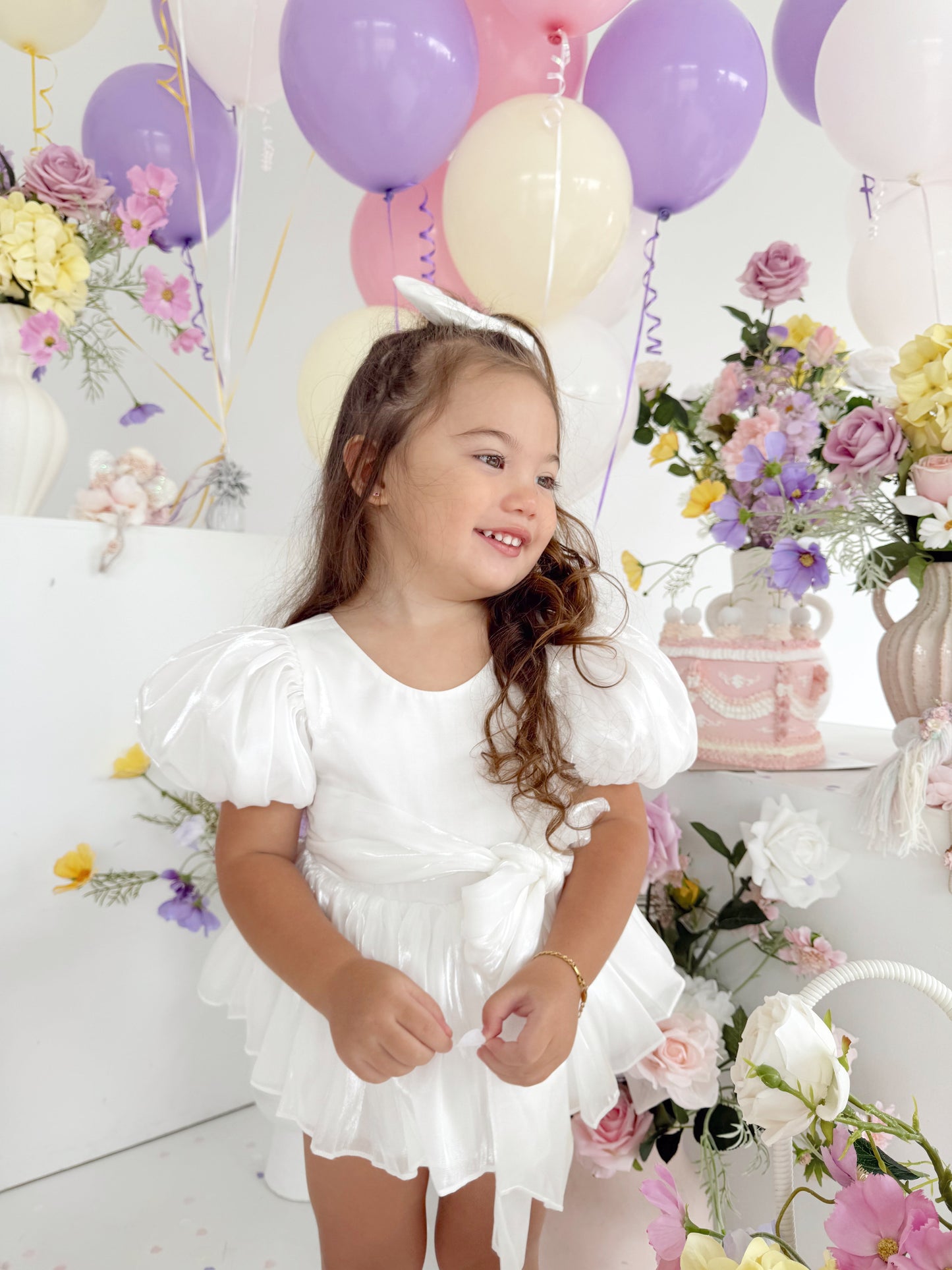 Dolly White Organza Baby Girl Party Romper