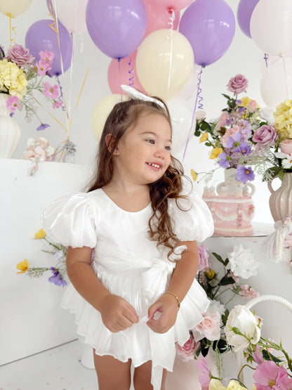 Dolly White Organza Baby Girl Party Romper