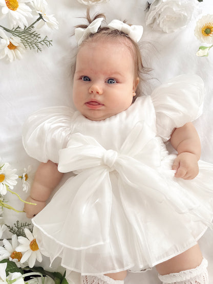 Dolly White Organza Baby Girl Party Romper