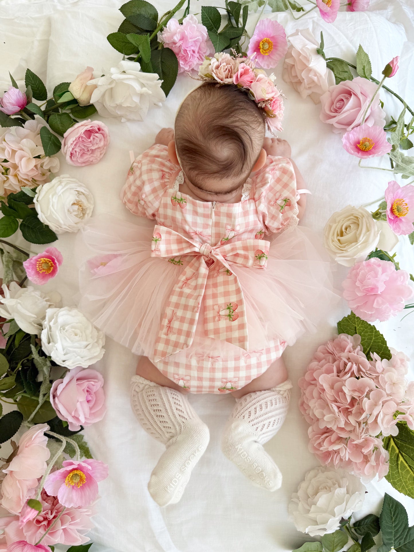 Berry Bliss Pink Gingham Baby Girl Tulle Party Romper