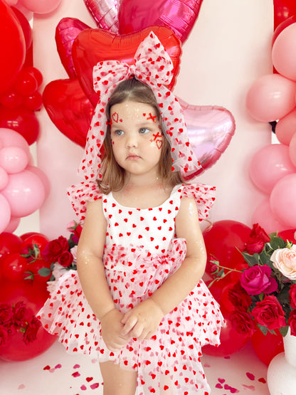 Valentina White Heart Baby Girl Tulle Party Romper