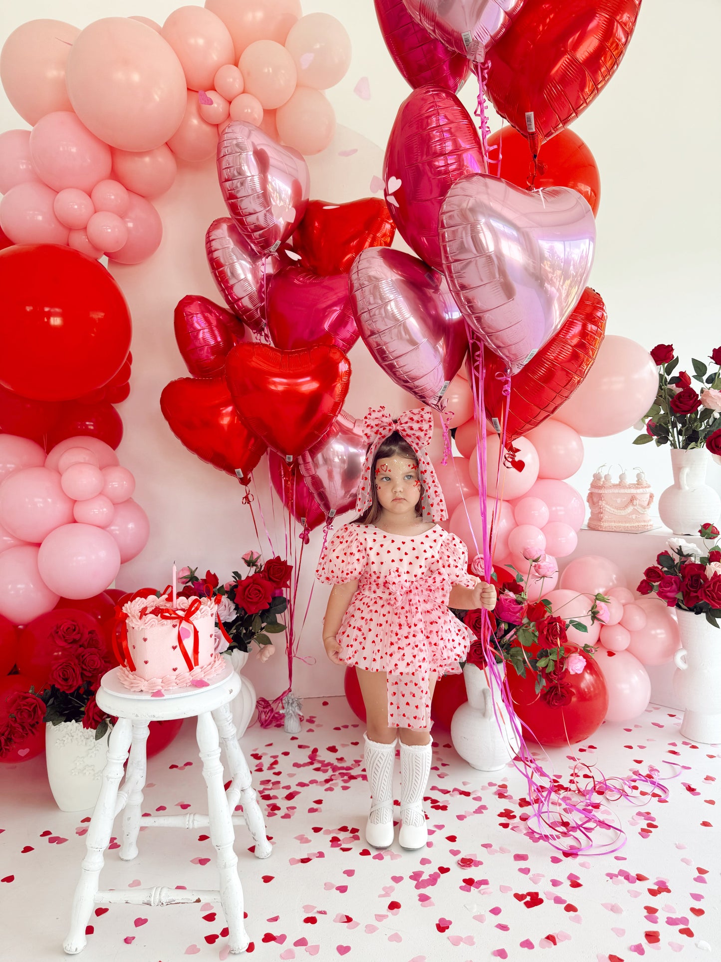 Lover Pink Heart Baby Girl Tulle Party Romper