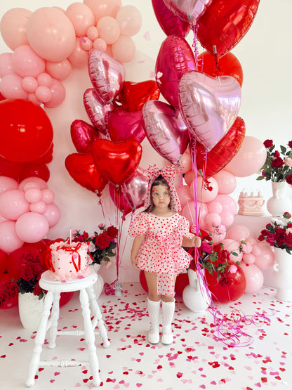 Lover Pink Heart Baby Girl Tulle Party Romper