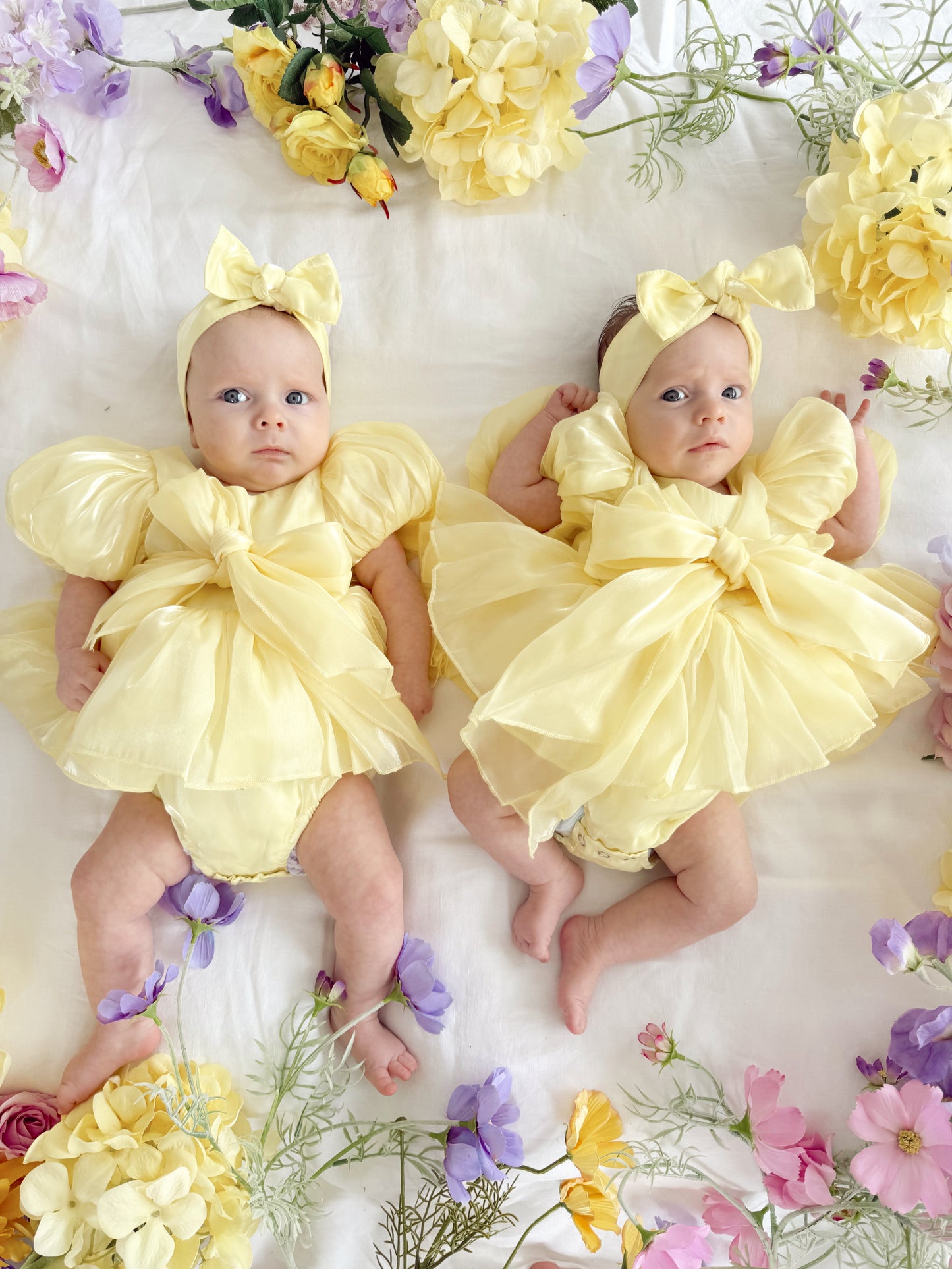 Scarlette Rose Canary Lemon Organza Baby Girl Party Romper