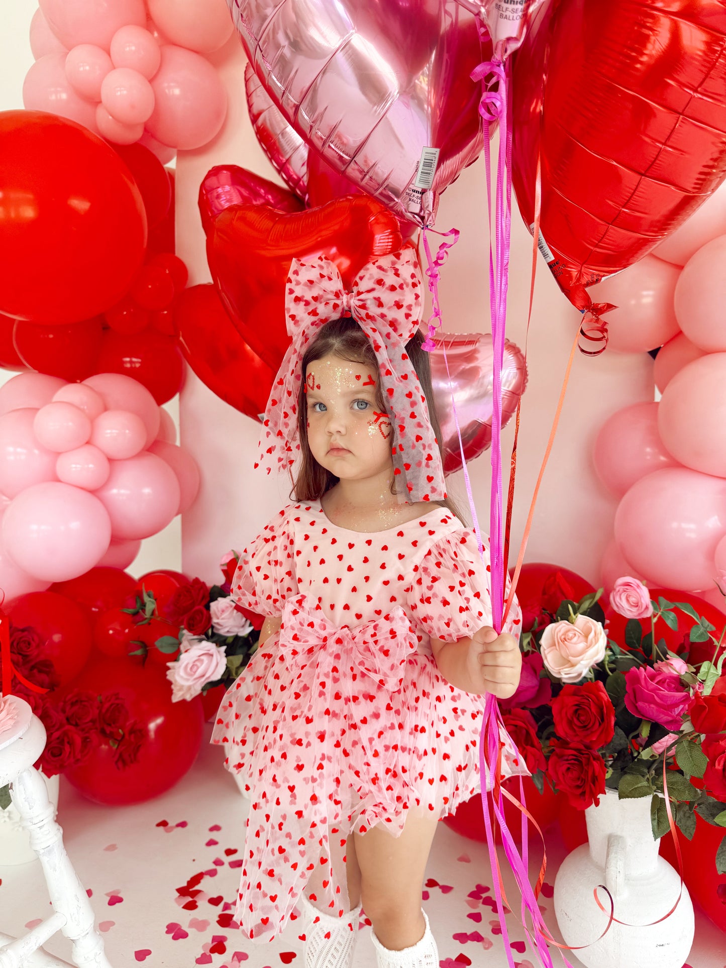 Lover Pink Heart Baby Girl Tulle Party Romper