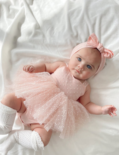 Wildflower Pink Rose Baby Girl Tulle Party Romper