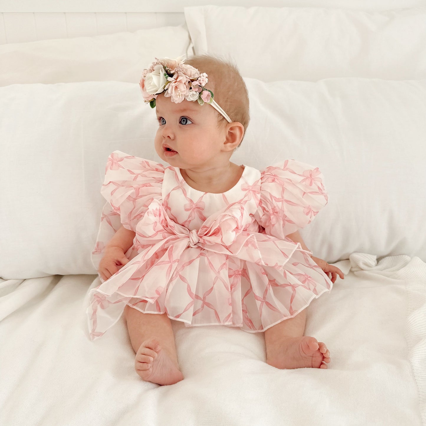 Pretty In Pink Organza Baby Girl Party Romper