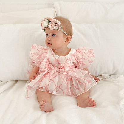 Pretty In Pink Organza Baby Girl Party Romper