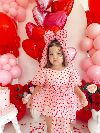 Lover Pink Heart Baby Girl Tulle Party Romper
