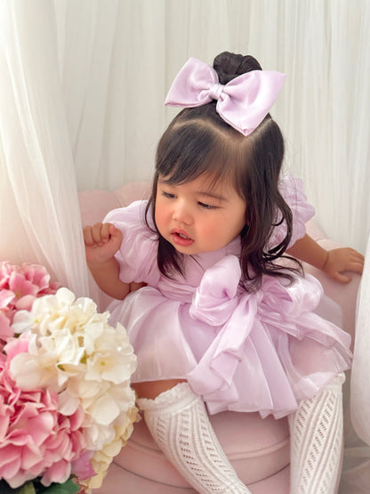 Scarlette Rose Purple Pearl Organza Baby Girl Party Romper